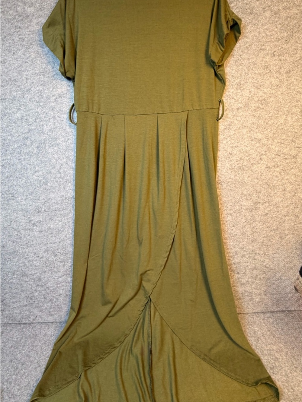 Women's Olive Green Maxi Dress with Side Tie Detail